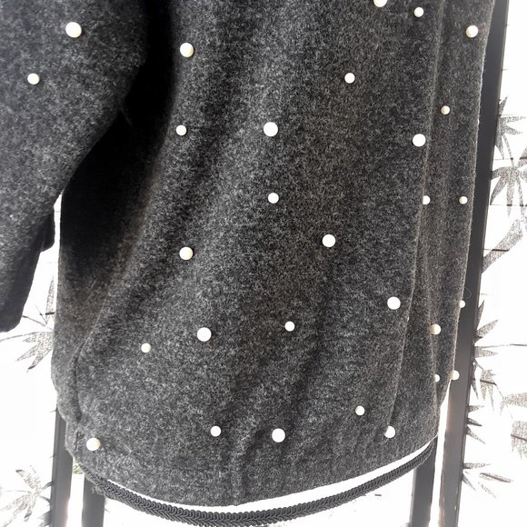 Zara Heather Gray Pearl Embellished Sweater Top - Picture 10 of 14